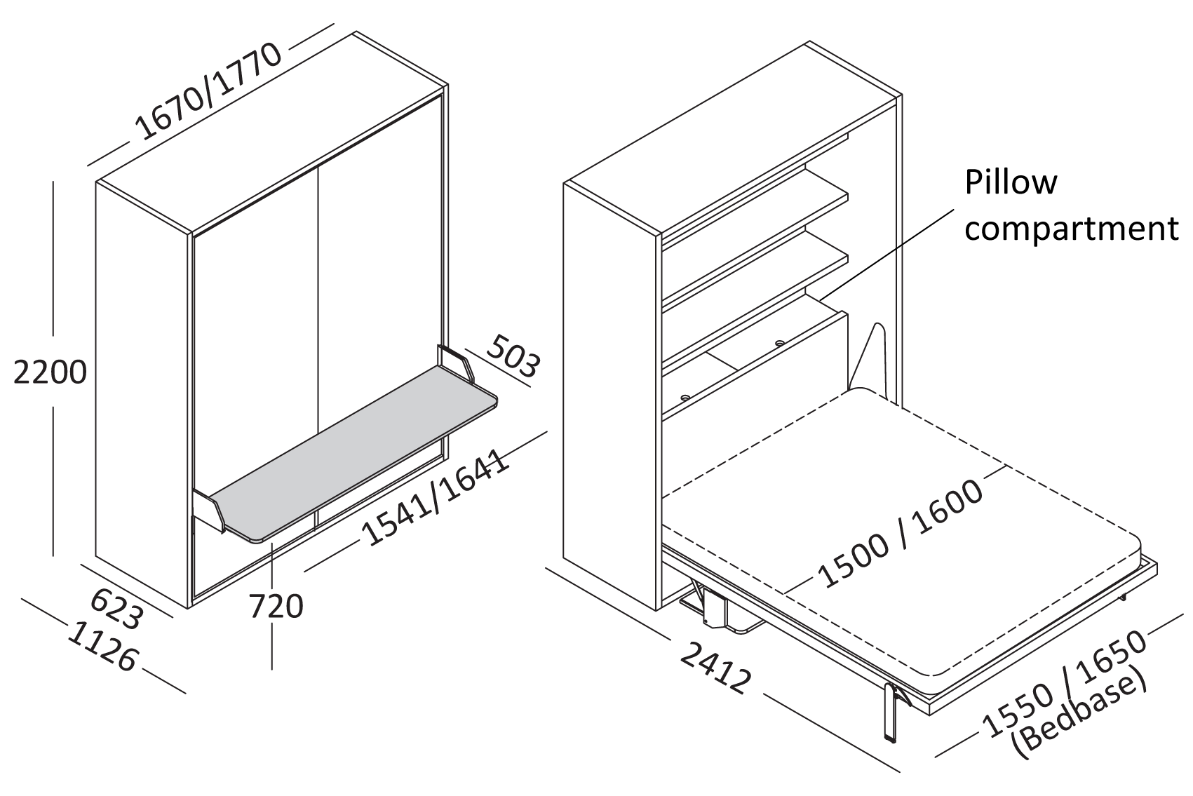 Opklapbed BedHabits  Penelope desk 4